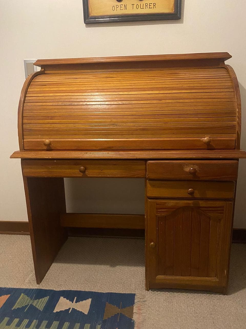 Escritorio Secreter de Madera con Cortina Enrollable
